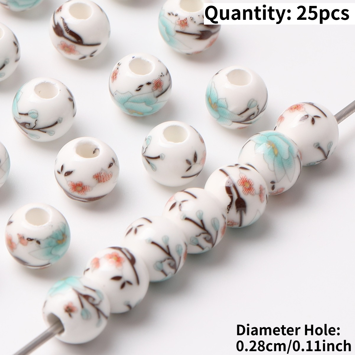 25pcs Vintage Ceramic Beads for DIY Jewelry Making